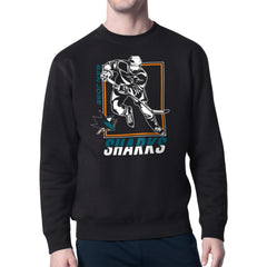 San Jose Sharks - Starter Player Grid Fleece Pullover Sweatshirt Black