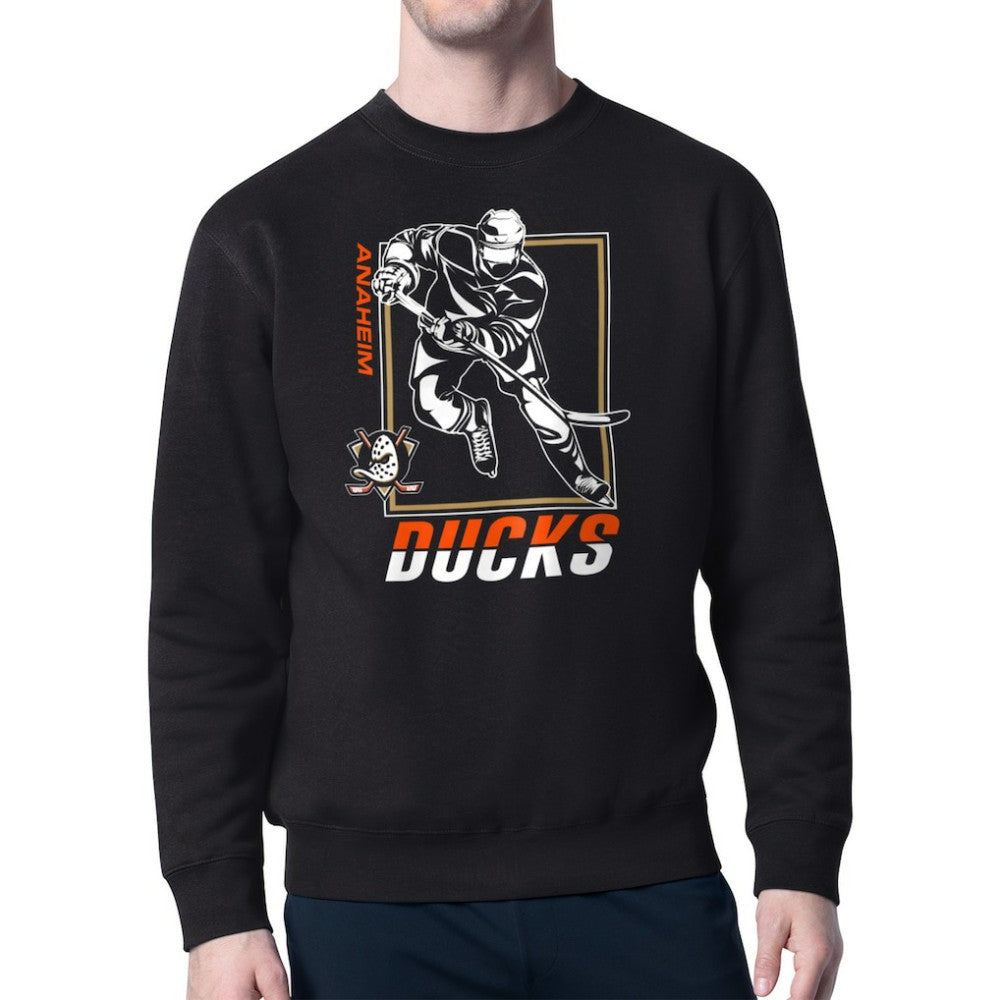 Anaheim Ducks - Starter Player Grid Fleece Pullover Sweatshirt Black