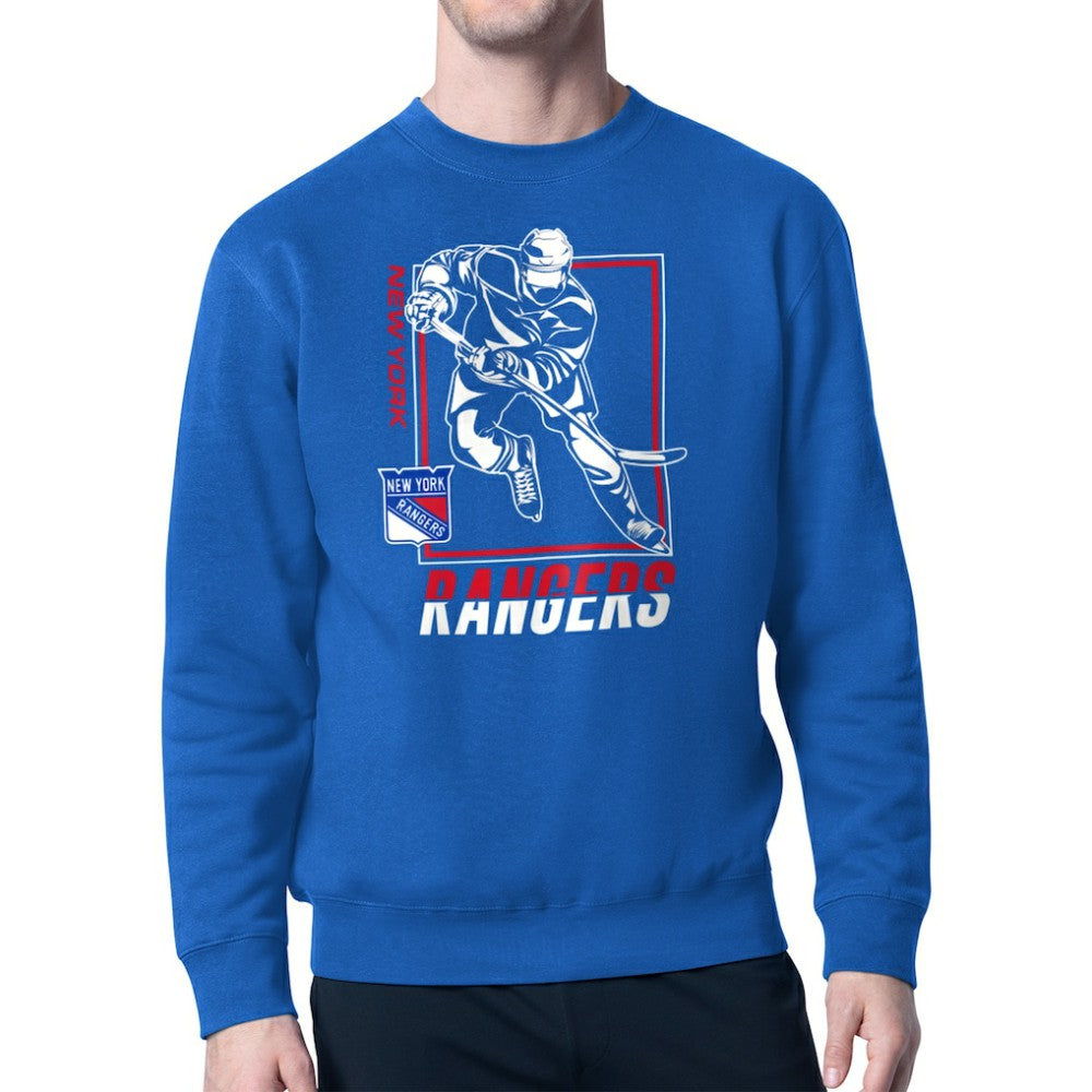 New York Rangers Starter Player Grid Fleece Pullover Sweatshirt Blue