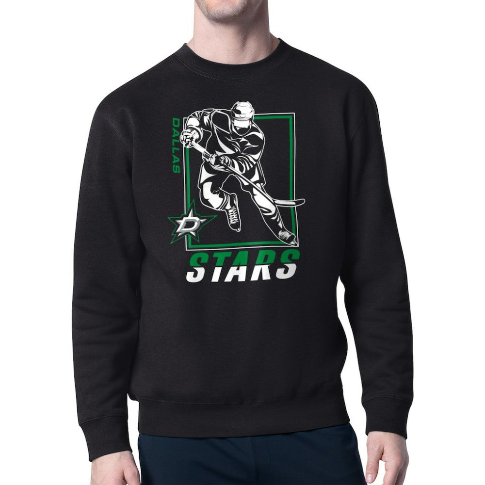 Dallas Stars - Starter Player Grid Fleece Pullover Sweatshirt Black