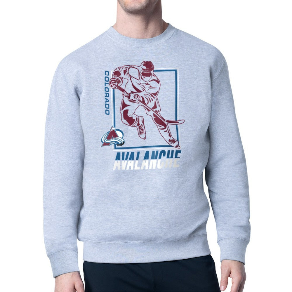 Colorado Avalanche - Starter Player Grid Fleece Pullover Sweatshirt Heather Gray
