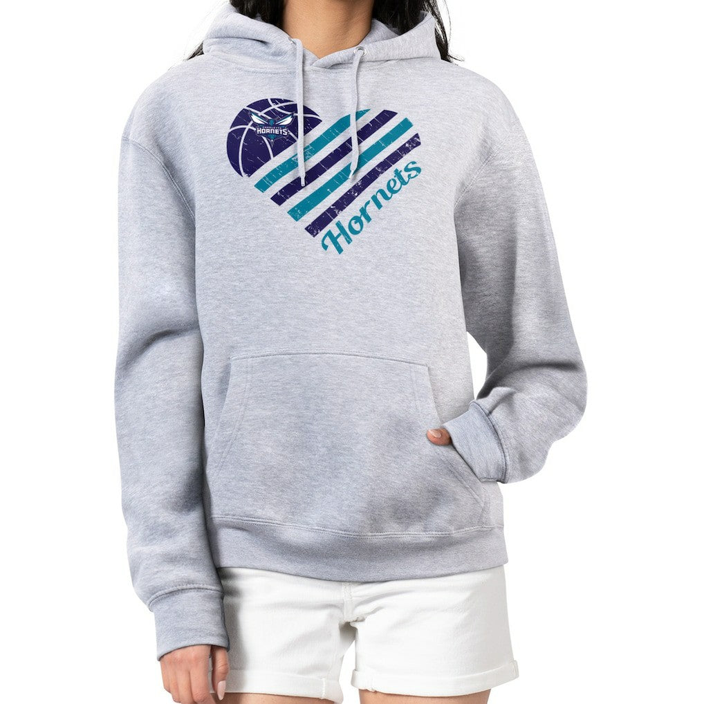 NBA - Charlotte Hornets G-III 4Her by Carl Banks Women's Heart Pullover Hoodie - Heather Gray