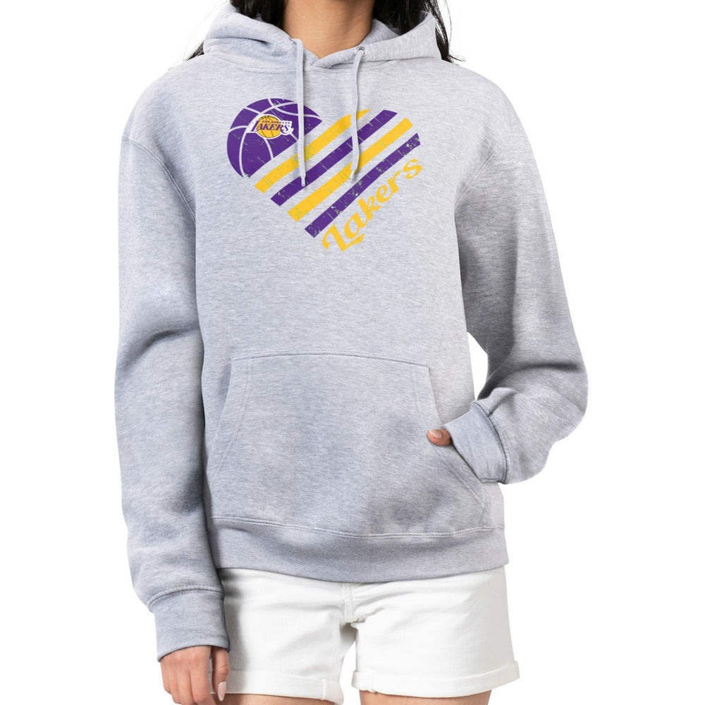NBA - Los Angeles Lakers G-III 4Her by Carl Banks Women's Heart Pullover Hoodie - Heather Gray