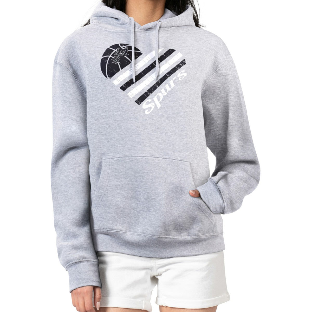 NBA - San Antonio Spurs G-III 4Her by Carl Banks Women's Heart Pullover Hoodie - Heather Gray