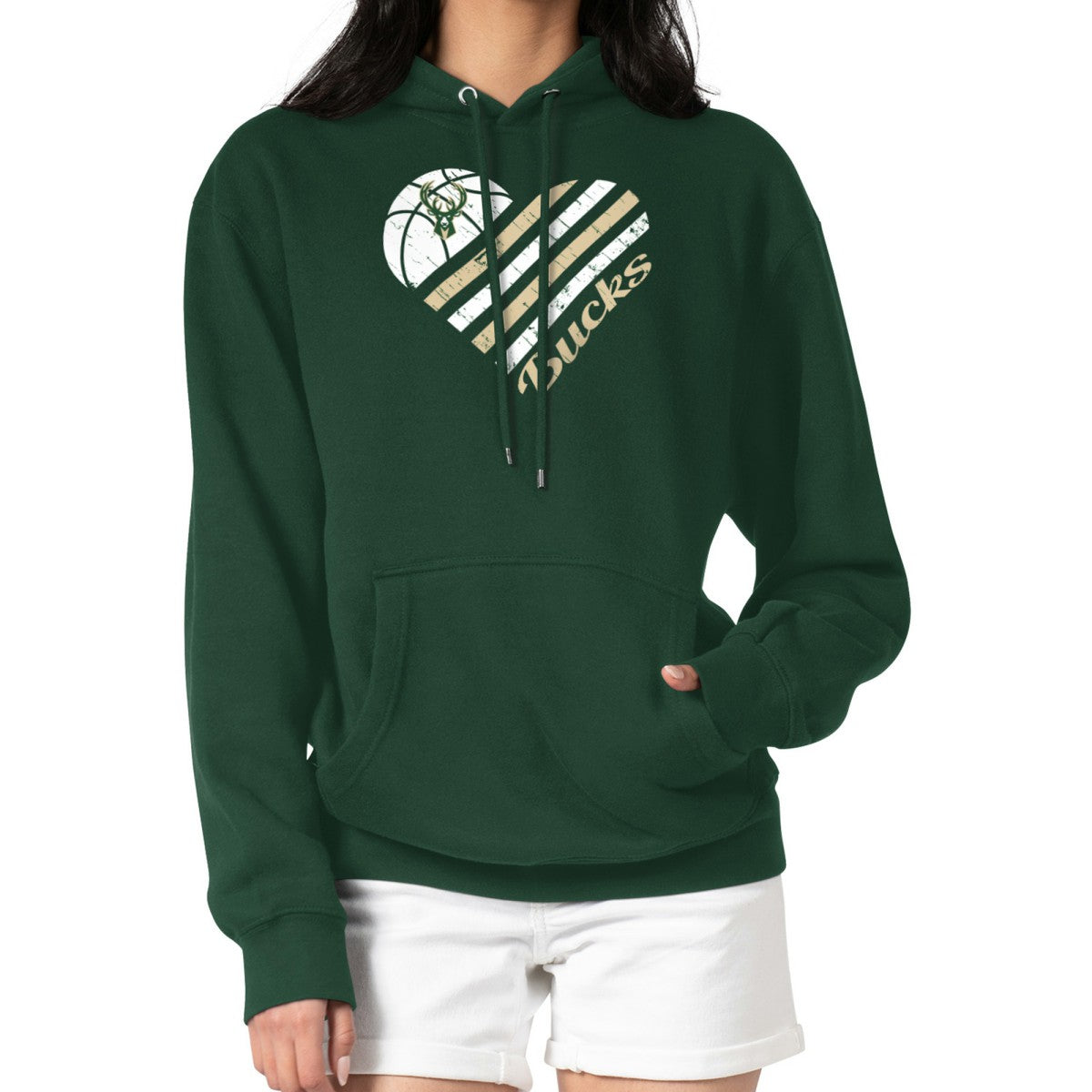 NBA - Milwaukee Bucks G-III 4Her by Carl Banks Women's Heart Pullover Hoodie - Green