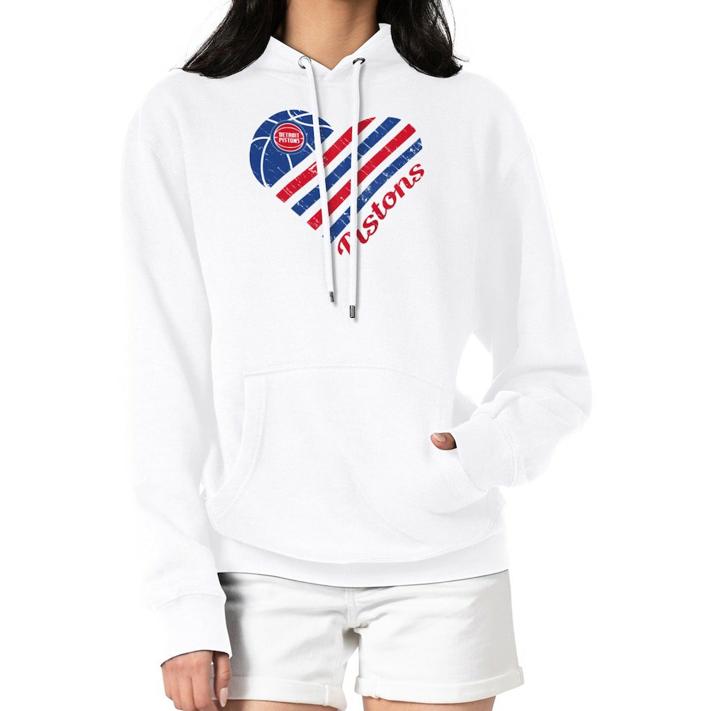 NBA - Detroit Pistons G-III 4Her by Carl Banks Women's Heart Pullover Hoodie - White
