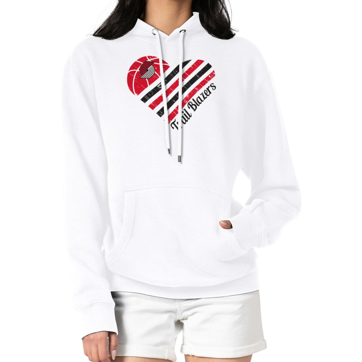 NBA - Portland Trail Blazers G-III 4Her by Carl Banks Women's Heart Pullover Hoodie - White