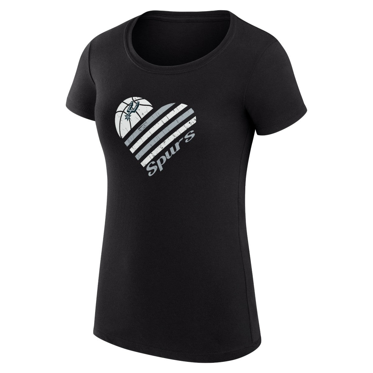 NBA - San Antonio Spurs G-III 4Her by Carl Banks Women's Super-Slim Fit Lightweight Heart T-Shirt - Black