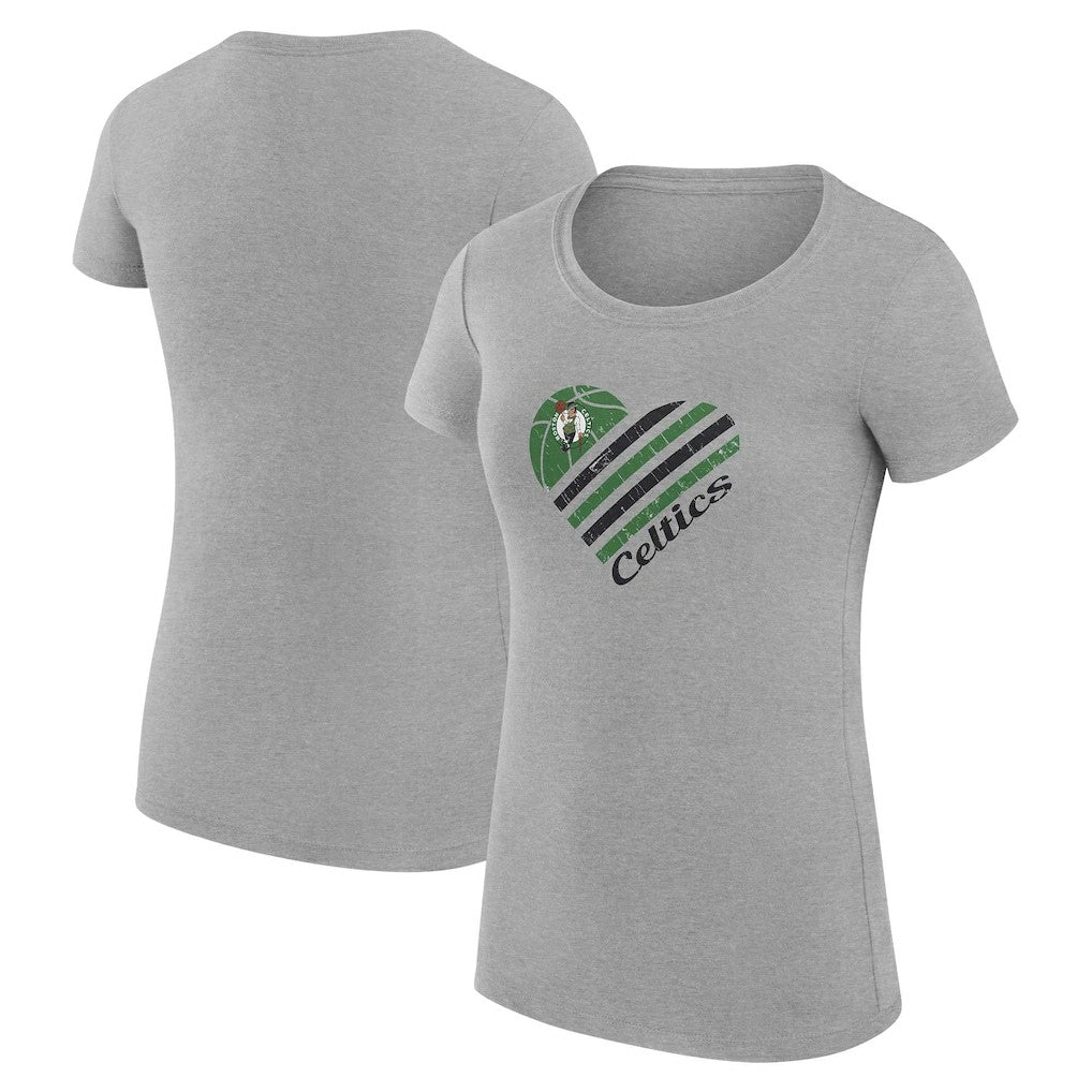 NBA - Boston Celtics G-III 4Her by Carl Banks Women's Super-Slim Fit Lightweight Heart T-Shirt - Heather Gray