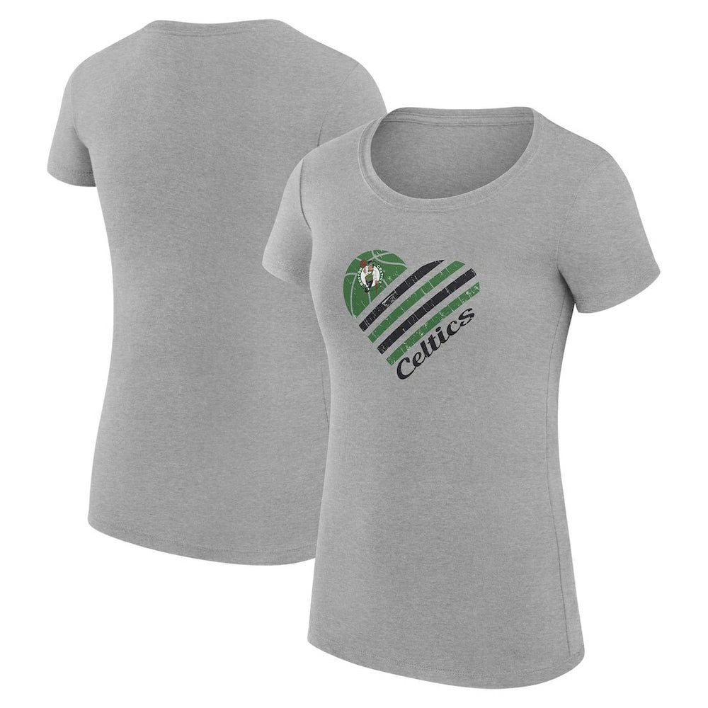 NBA - Boston Celtics G-III 4Her by Carl Banks Women's Super-Slim Fit Lightweight Heart T-Shirt - Heather Gray