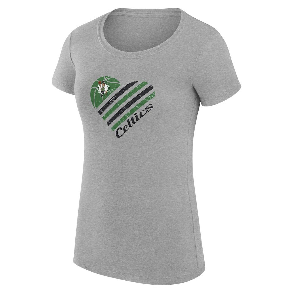 NBA - Boston Celtics G-III 4Her by Carl Banks Women's Super-Slim Fit Lightweight Heart T-Shirt - Heather Gray