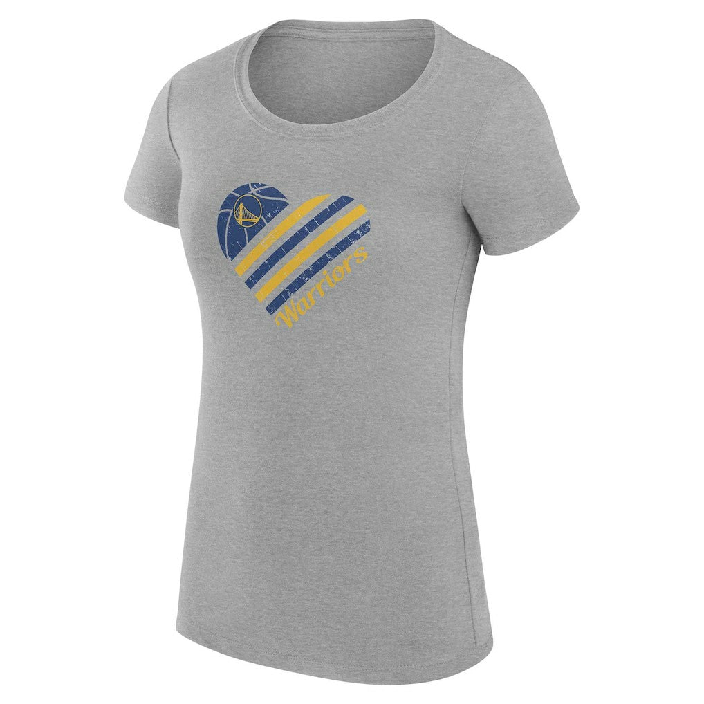 NBA - Golden State Warriors G-III 4Her by Carl Banks Women's Super-Slim Fit Lightweight Heart T-Shirt - Heather Gray