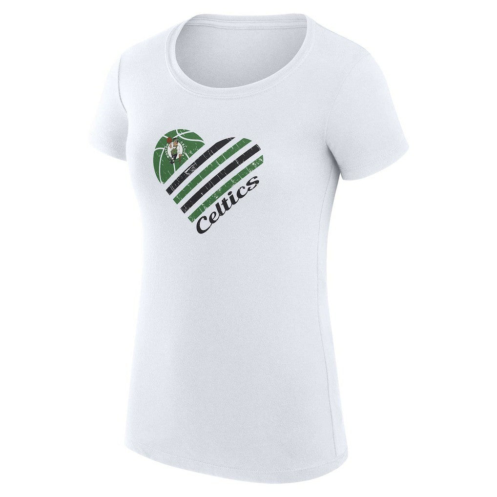 NBA - Boston Celtics G-III 4Her by Carl Banks Women's Super-Slim Fit Lightweight Heart T-Shirt - White