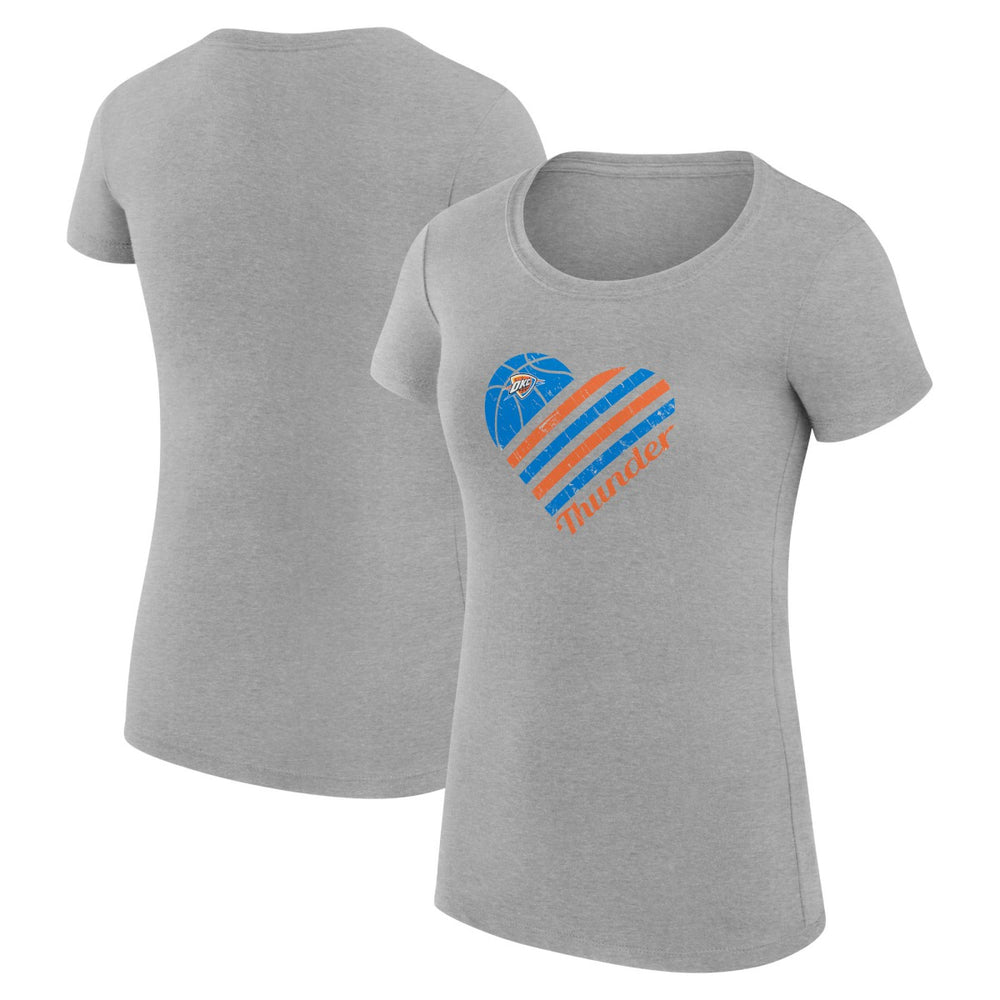 NBA - Oklahoma City Thunder G-III 4Her by Carl Banks Women's Super-Slim Fit Lightweight Heart T-Shirt - Heather Gray