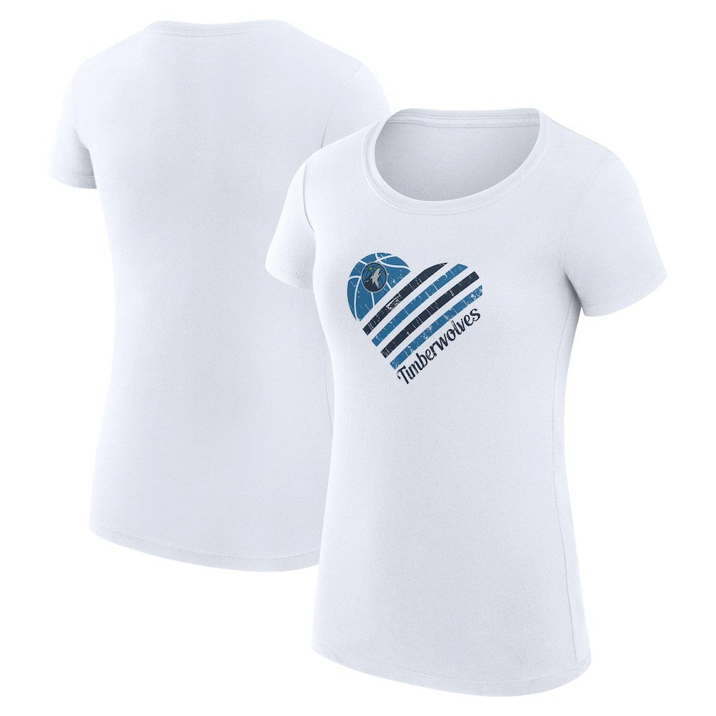 NBA - Minnesota Timberwolves G-III 4Her by Carl Banks Women's Super-Slim Fit Lightweight Heart T-Shirt - White