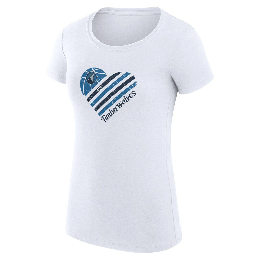 NBA - Minnesota Timberwolves G-III 4Her by Carl Banks Women's Super-Slim Fit Lightweight Heart T-Shirt - White