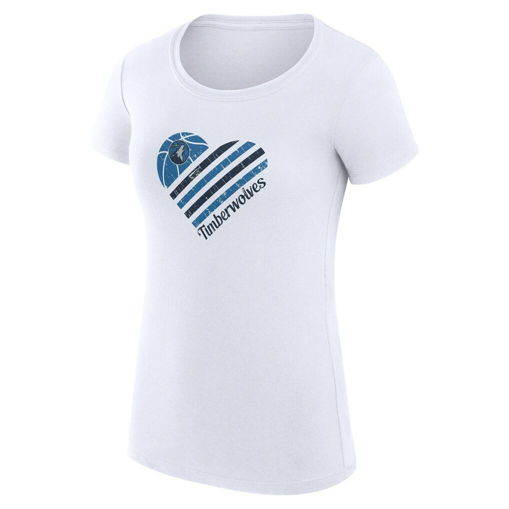 NBA - Minnesota Timberwolves G-III 4Her by Carl Banks Women's Super-Slim Fit Lightweight Heart T-Shirt - White