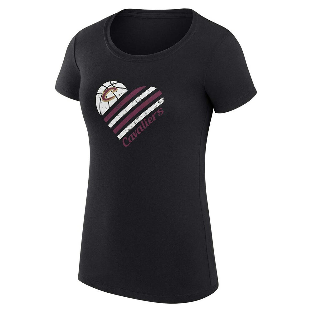 NBA - Cleveland Cavaliers G-III 4Her by Carl Banks Women's Super-Slim Fit Lightweight Heart T-Shirt - Black