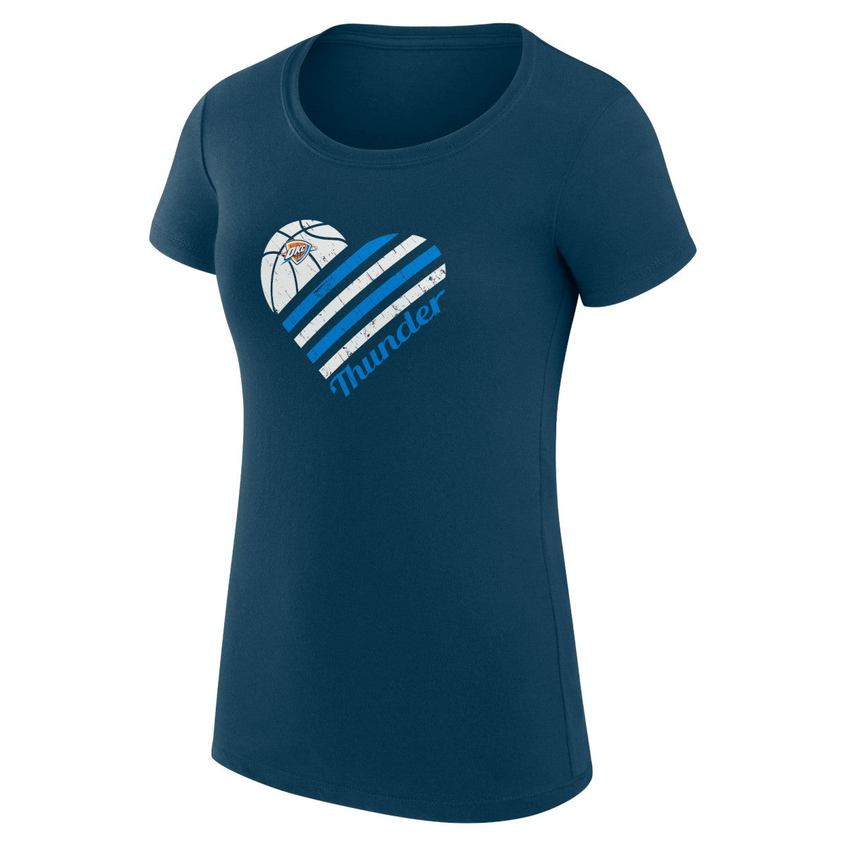 NBA - Oklahoma City Thunder G-III 4Her by Carl Banks Women's Super-Slim Fit Lightweight Heart T-Shirt - Navy