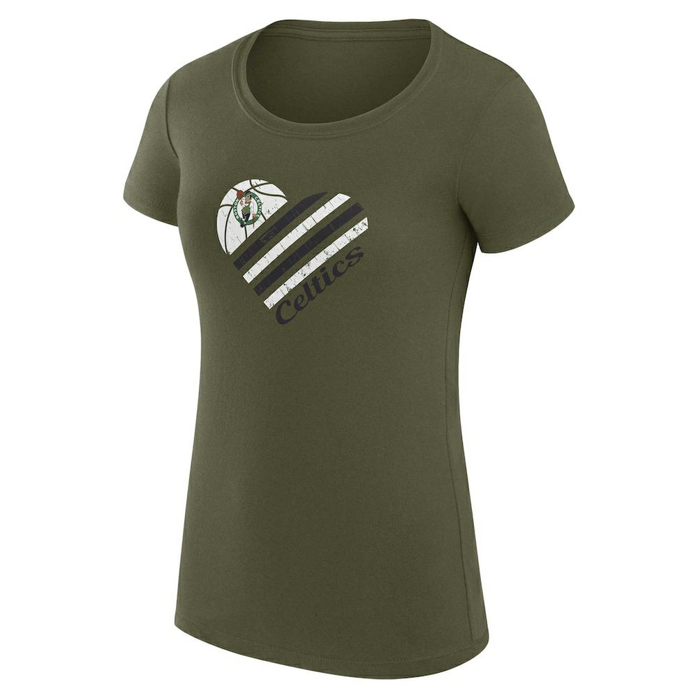 NBA - Boston Celtics G-III 4Her by Carl Banks Women's Super-Slim Fit Lightweight Heart T-Shirt - Olive
