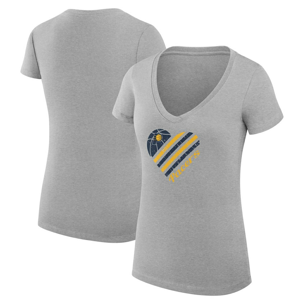 NBA - Indiana Pacers G-III 4Her by Carl Banks Women's Super-Slim Fit Lightweight Heart V-Neck T-Shirt - Heather Gray