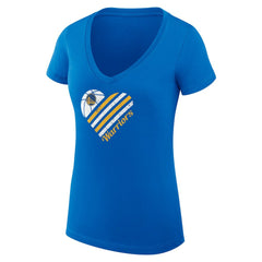 NBA - Golden State Warriors G-III 4Her by Carl Banks Women's Super-Slim Fit Lightweight Heart V-Neck T-Shirt - Royal