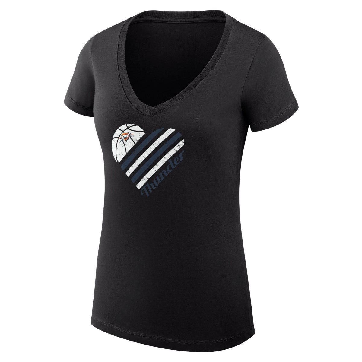 NBA - Oklahoma City Thunder G-III 4Her by Carl Banks Women's Super-Slim Fit Lightweight Heart V-Neck T-Shirt - Black