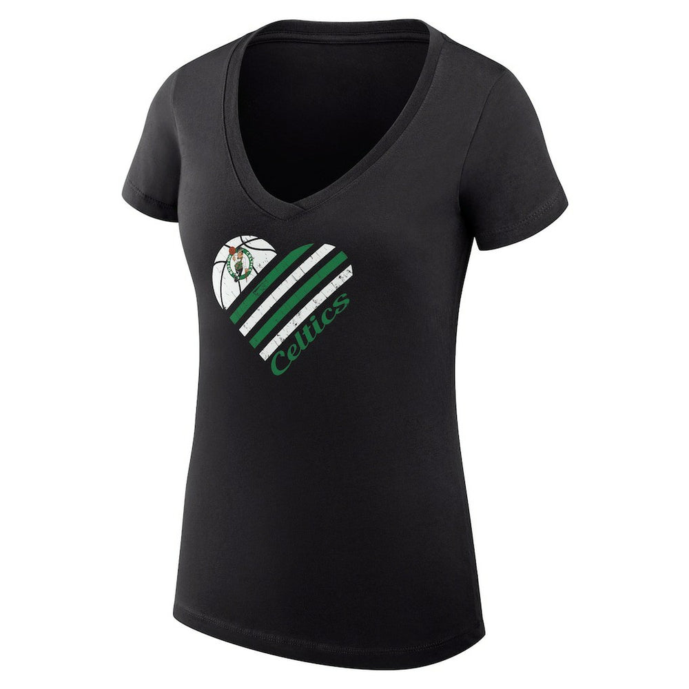 NBA - Boston Celtics G-III 4Her by Carl Banks Women's Super-Slim Fit Lightweight Heart V-Neck T-Shirt - Black