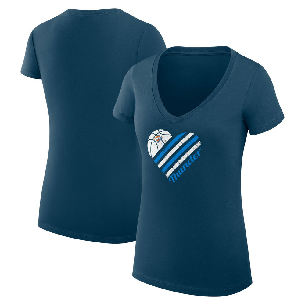 NBA - Oklahoma City Thunder G-III 4Her by Carl Banks Women's Super-Slim Fit Lightweight Heart V-Neck T-Shirt - Navy
