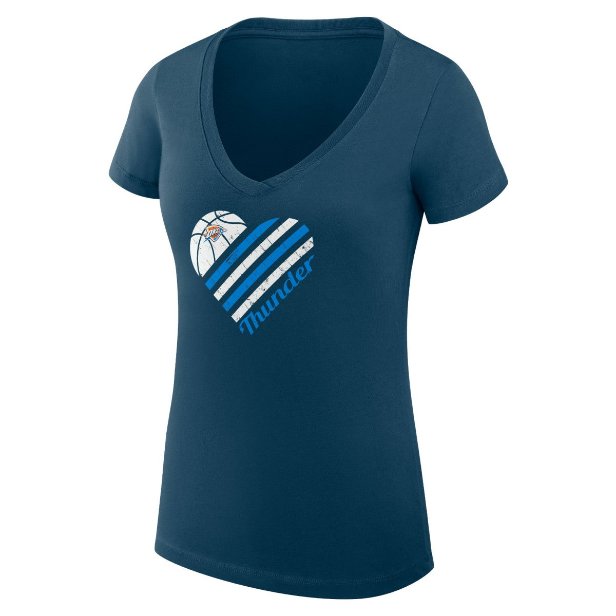 NBA - Oklahoma City Thunder G-III 4Her by Carl Banks Women's Super-Slim Fit Lightweight Heart V-Neck T-Shirt - Navy