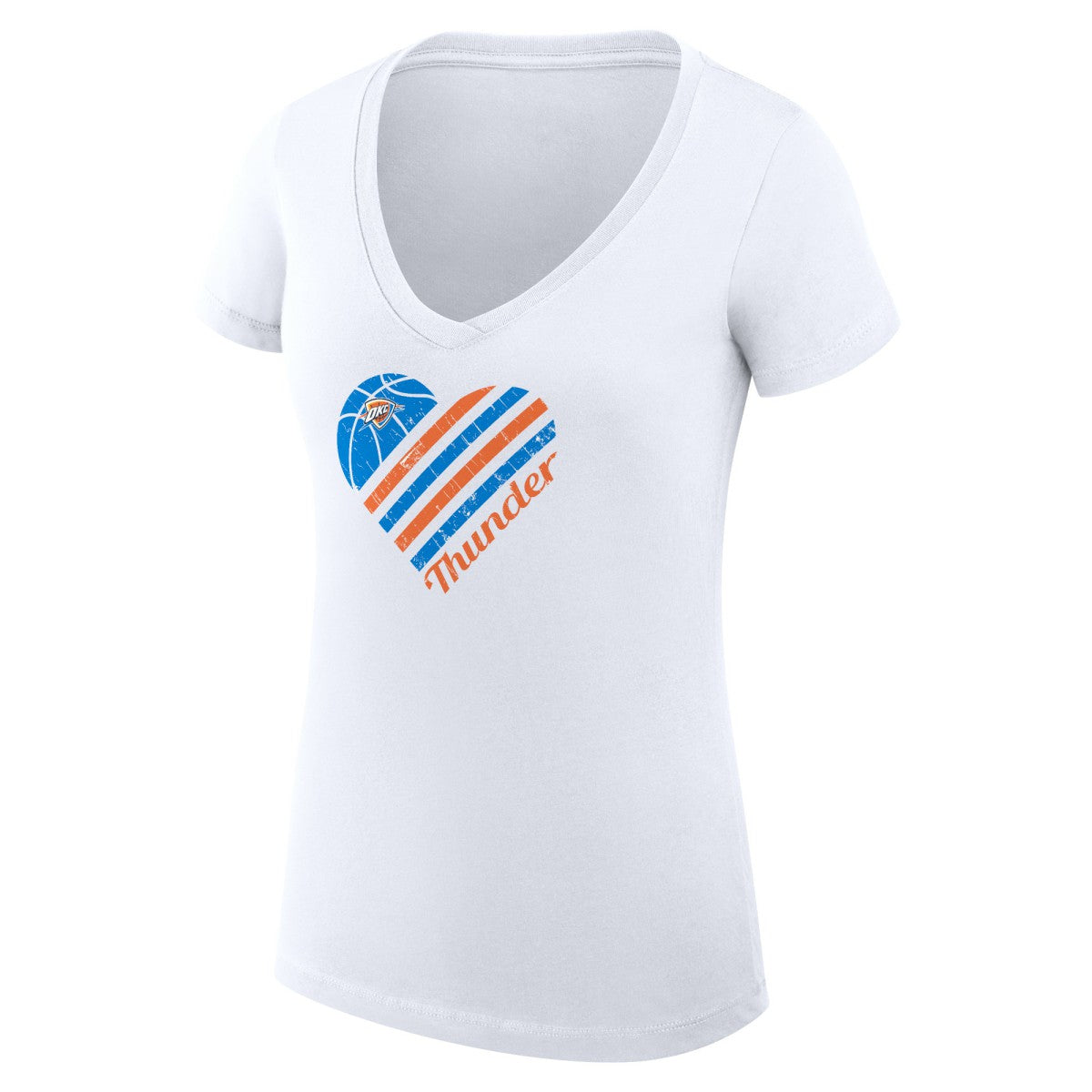 NBA - Oklahoma City Thunder G-III 4Her by Carl Banks Women's Super-Slim Fit Lightweight Heart V-Neck T-Shirt - White