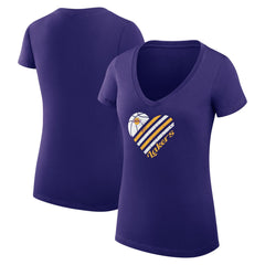 NBA - Los Angeles Lakers G-III 4Her by Carl Banks Women's Super-Slim Fit Lightweight Heart V-Neck T-Shirt - Purple