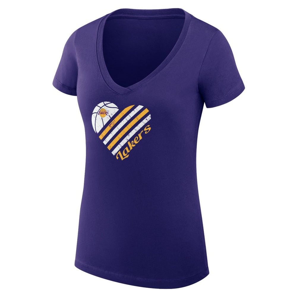 NBA - Los Angeles Lakers G-III 4Her by Carl Banks Women's Super-Slim Fit Lightweight Heart V-Neck T-Shirt - Purple