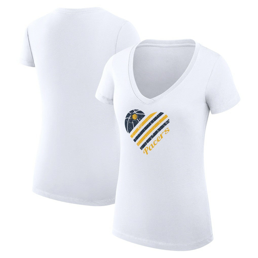 NBA - Indiana Pacers G-III 4Her by Carl Banks Women's Super-Slim Fit Lightweight Heart V-Neck T-Shirt - White
