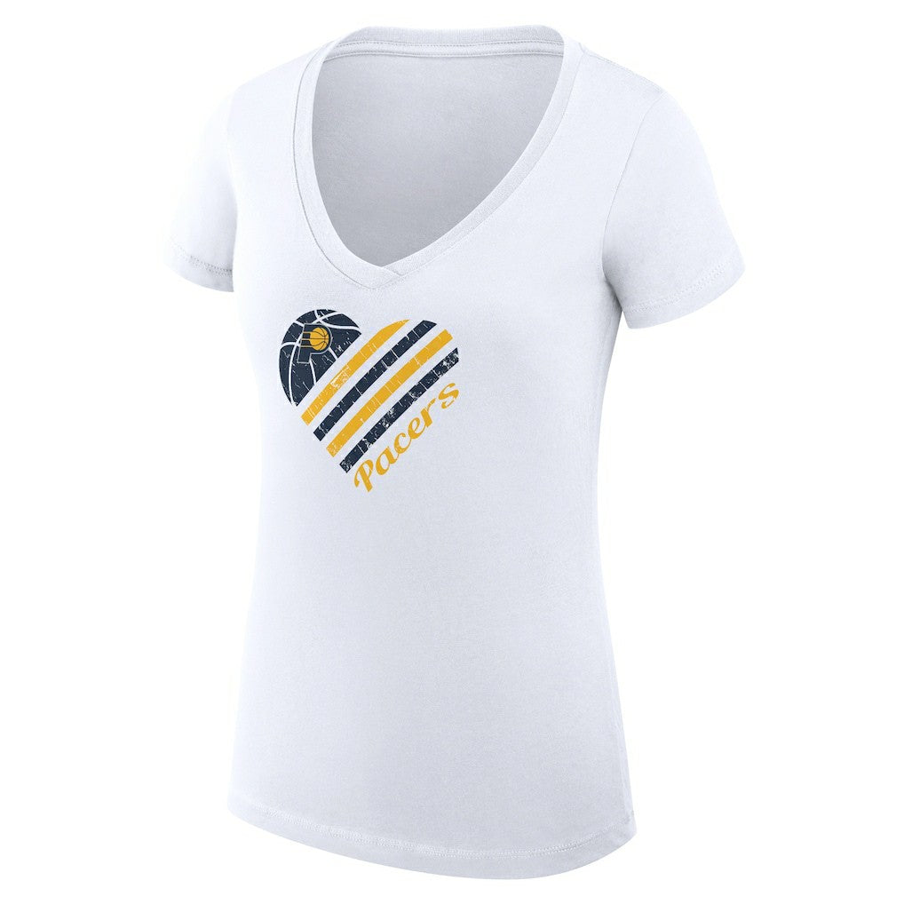 NBA - Indiana Pacers G-III 4Her by Carl Banks Women's Super-Slim Fit Lightweight Heart V-Neck T-Shirt - White