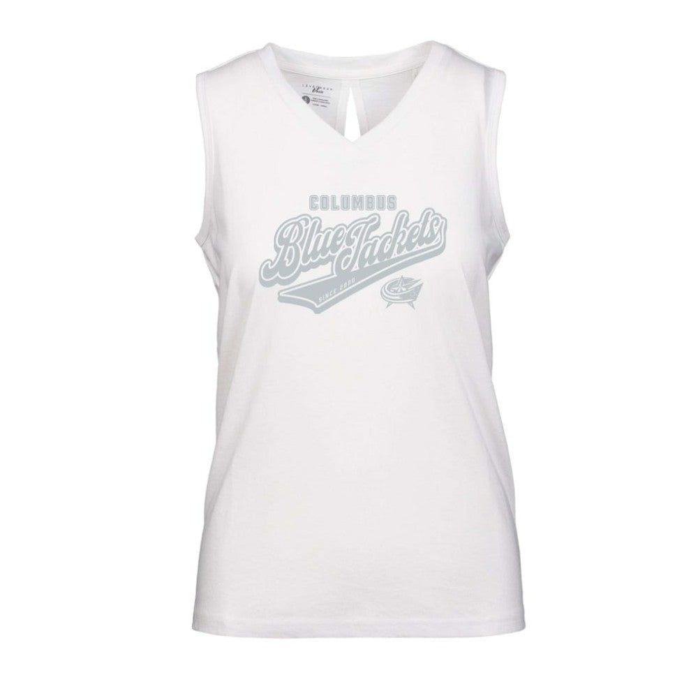 Columbus Blue Jackets - Levelwear Women's Paisley Sweep V-Neck Tank Top White