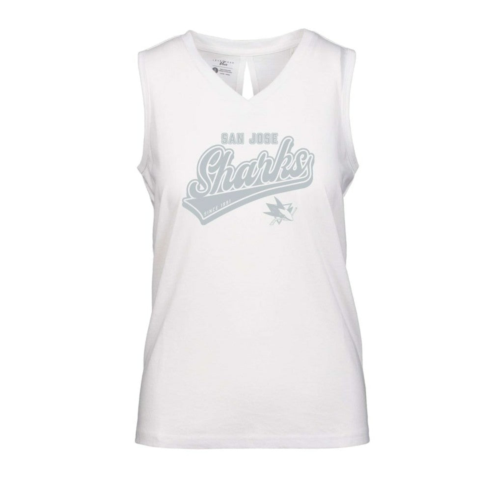 San Jose Sharks - Levelwear Women's Paisley Sweep V-Neck Tank Top White