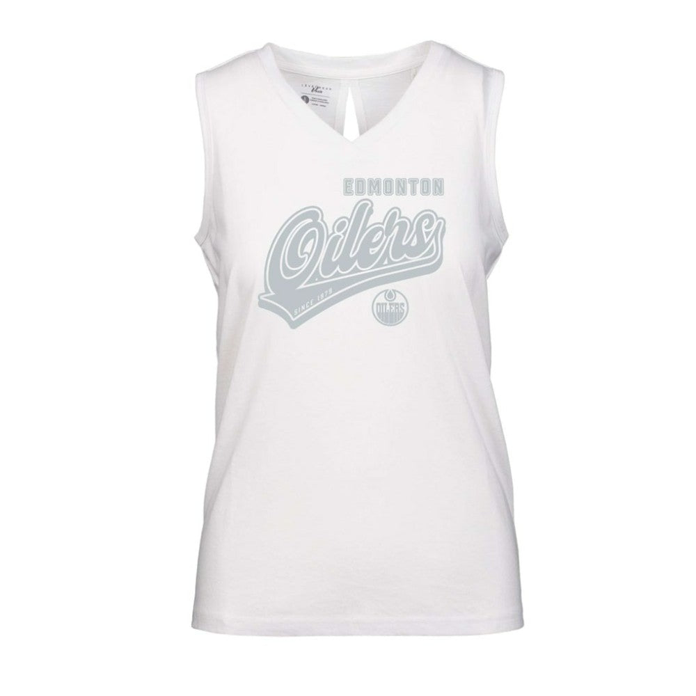 Edmonton Oilers - Levelwear Women's Paisley Sweep V-Neck Tank Top White