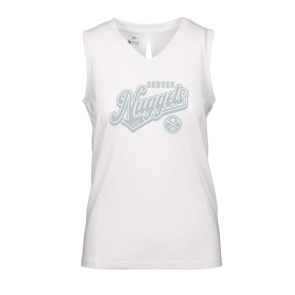 NBA - Denver Nuggets Levelwear Women's Paisley Sweep V-Neck Tank Top - White