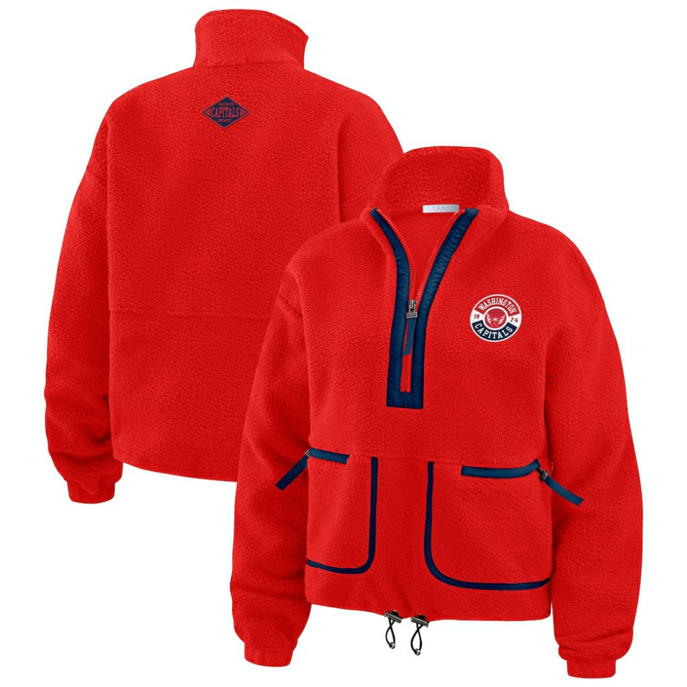 Washington Capitals WEAR by Erin Andrews Women's Polar Fleece Half-Zip Jacket Red