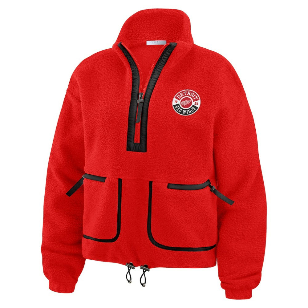 Detroit Red Wings - WEAR by Erin Andrews Women's Polar Fleece Half-Zip Jacket Red