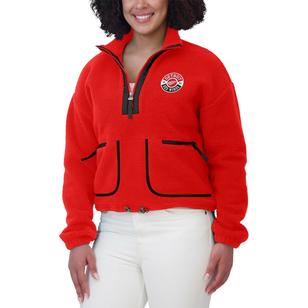 Detroit Red Wings - WEAR by Erin Andrews Women's Polar Fleece Half-Zip Jacket Red