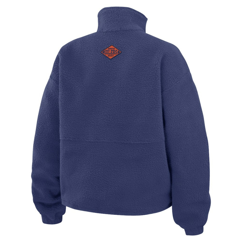 Edmonton Oilers - WEAR by Erin Andrews Women's Polar Fleece Half-Zip Jacket Royal