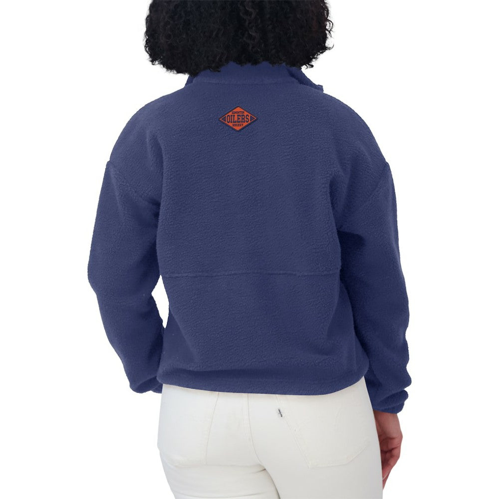 Edmonton Oilers - WEAR by Erin Andrews Women's Polar Fleece Half-Zip Jacket Royal