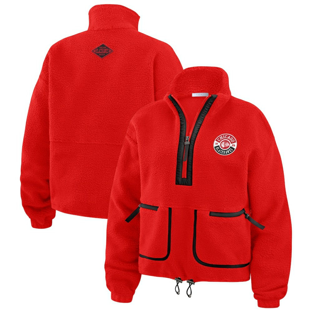 Chicago Blackhawks WEAR by Erin Andrews Women's Polar Fleece Half-Zip Jacket Red