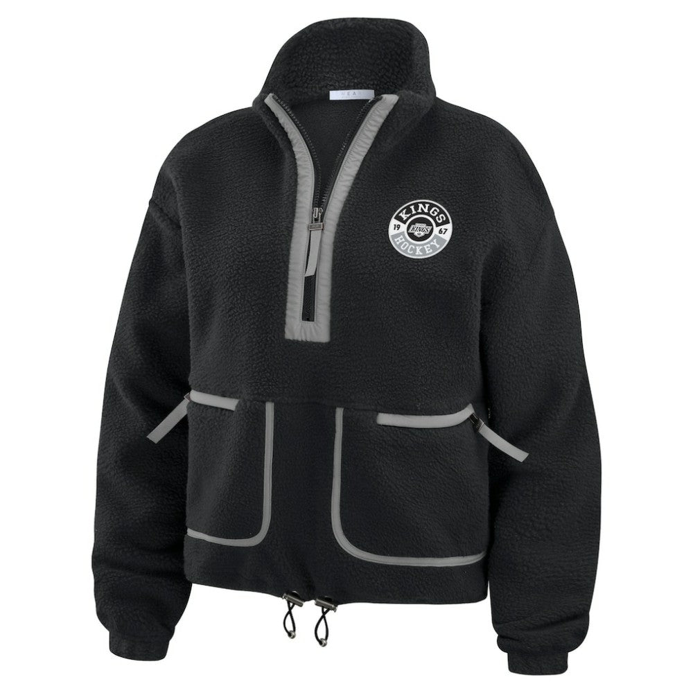 Los Angeles Kings - WEAR by Erin Andrews Women's Polar Fleece Half-Zip Jacket Black