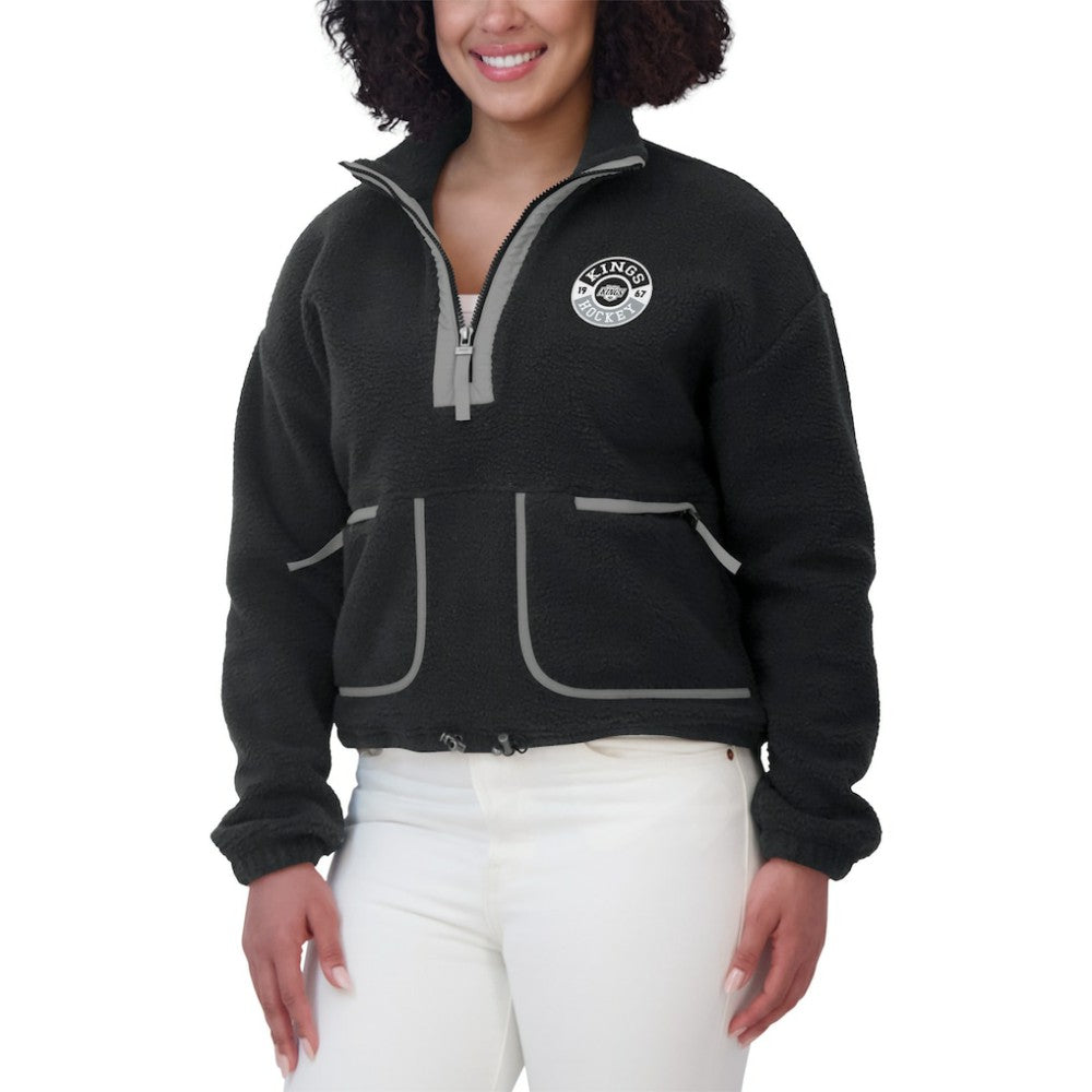 Los Angeles Kings - WEAR by Erin Andrews Women's Polar Fleece Half-Zip Jacket Black