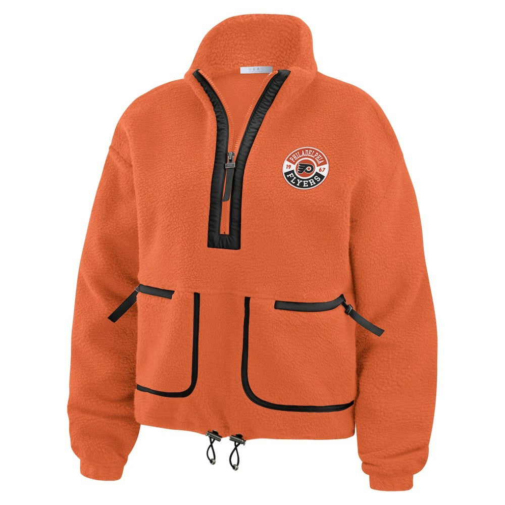Philadelphia Flyers - WEAR by Erin Andrews Women's Polar Fleece Half-Zip Jacket Orange