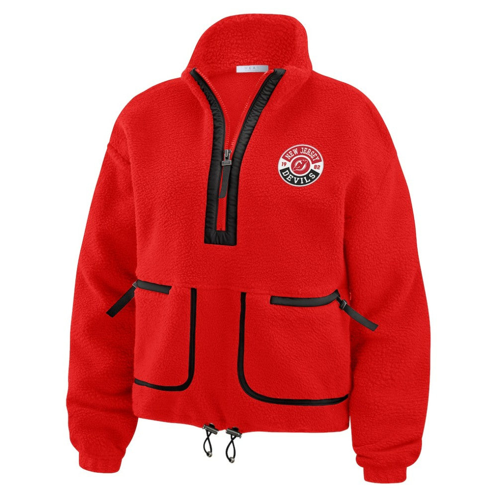 New Jersey Devils - WEAR by Erin Andrews Women's Polar Fleece Half-Zip Jacket Red