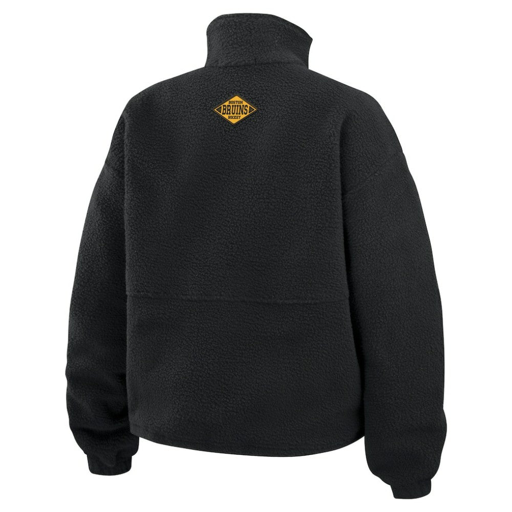 Boston Bruins WEAR by Erin Andrews Women's Polar Fleece Half-Zip Jacket Black